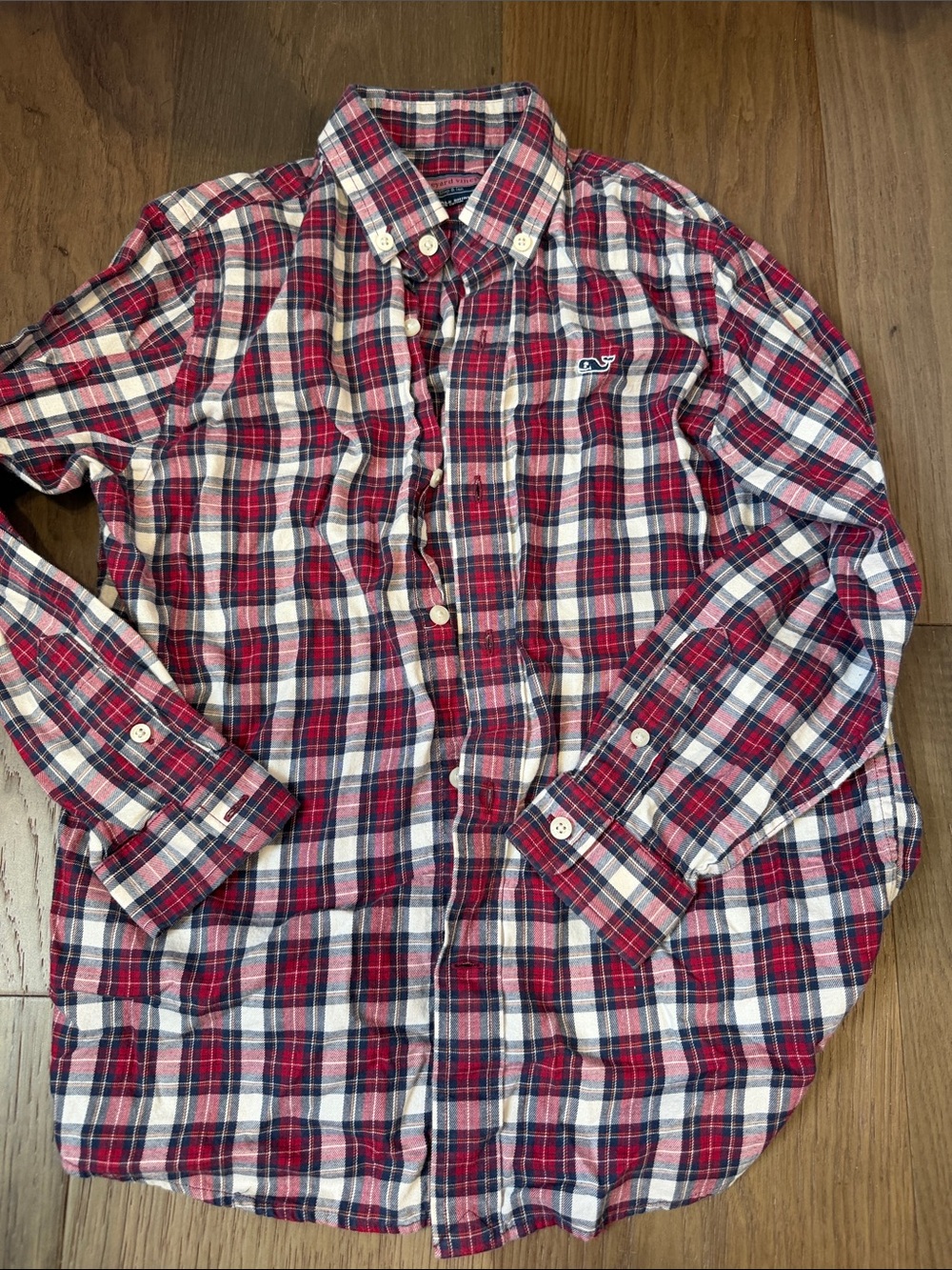 Vineyard Vines Red and White Plaid Button-Down Shirt